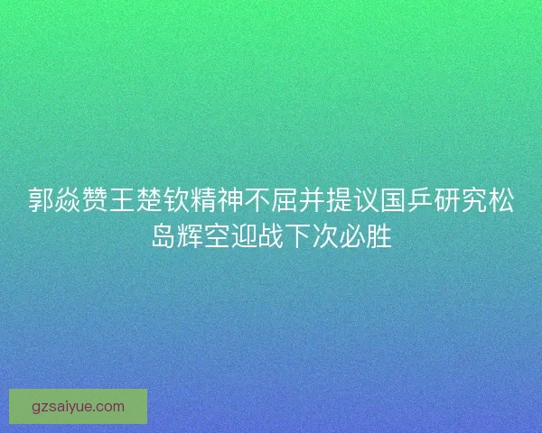 郭焱赞王楚钦精神不屈并提议国乒研究松岛辉空迎战下次必胜