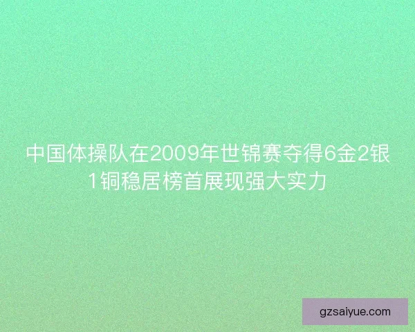 中国体操队在2009年世锦赛夺得6金2银1铜稳居榜首展现强大实力