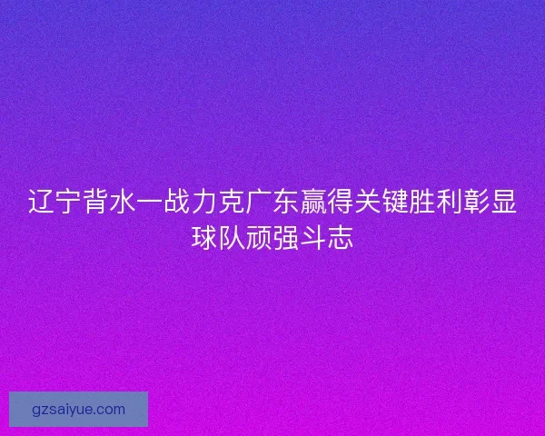 辽宁背水一战力克广东赢得关键胜利彰显球队顽强斗志 辽宁背水一战力克广东赢得关键胜利彰显球队顽强斗志