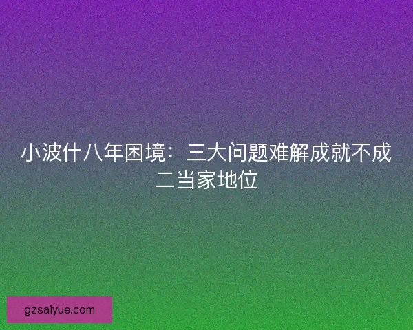 小波什八年困境：三大问题难解成就不成二当家地位