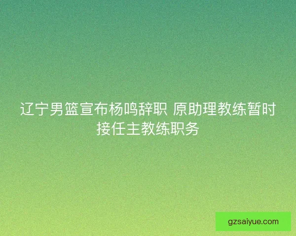辽宁男篮宣布杨鸣辞职 原助理教练暂时接任主教练职务